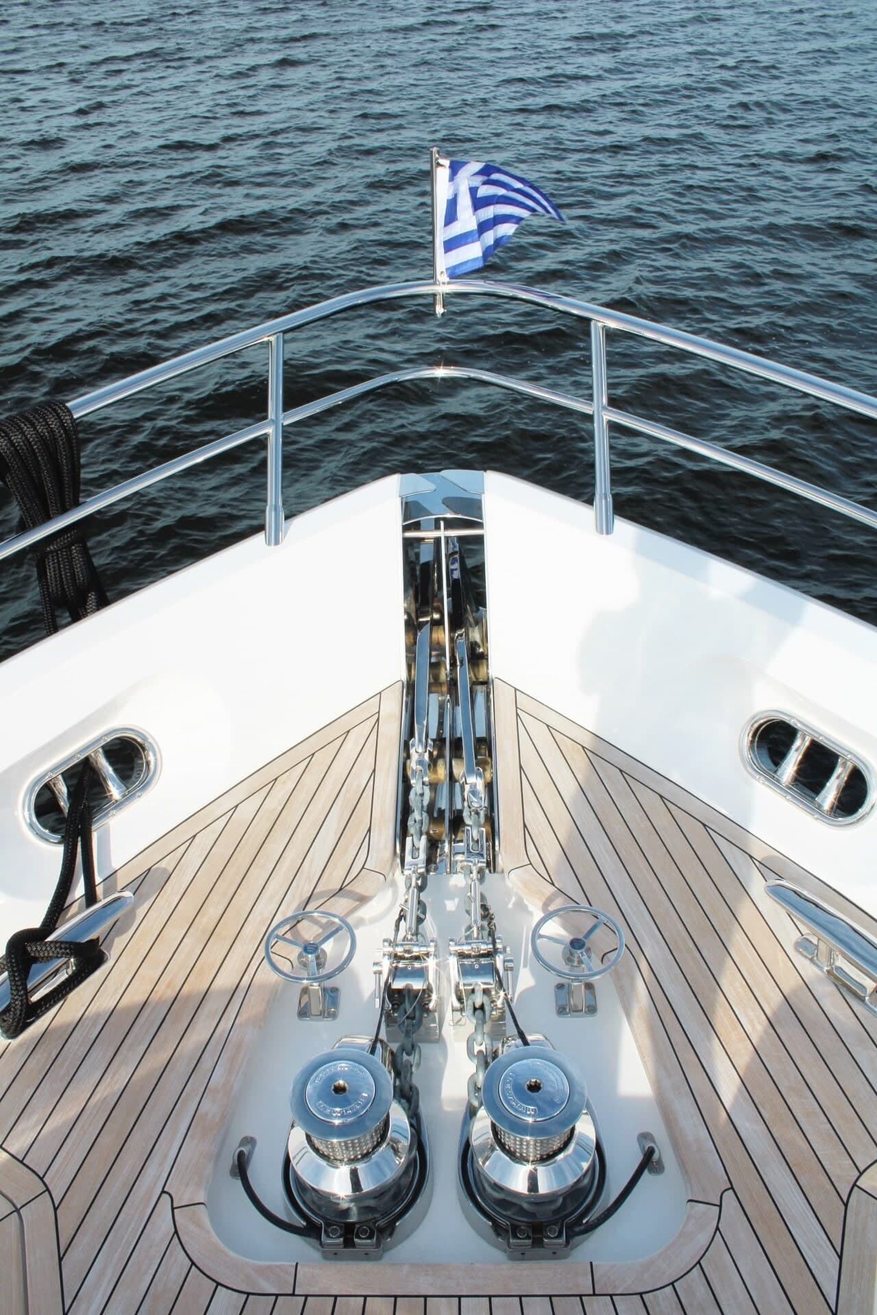 Finished boat wash showing clean hull, deck, and chrome fittings