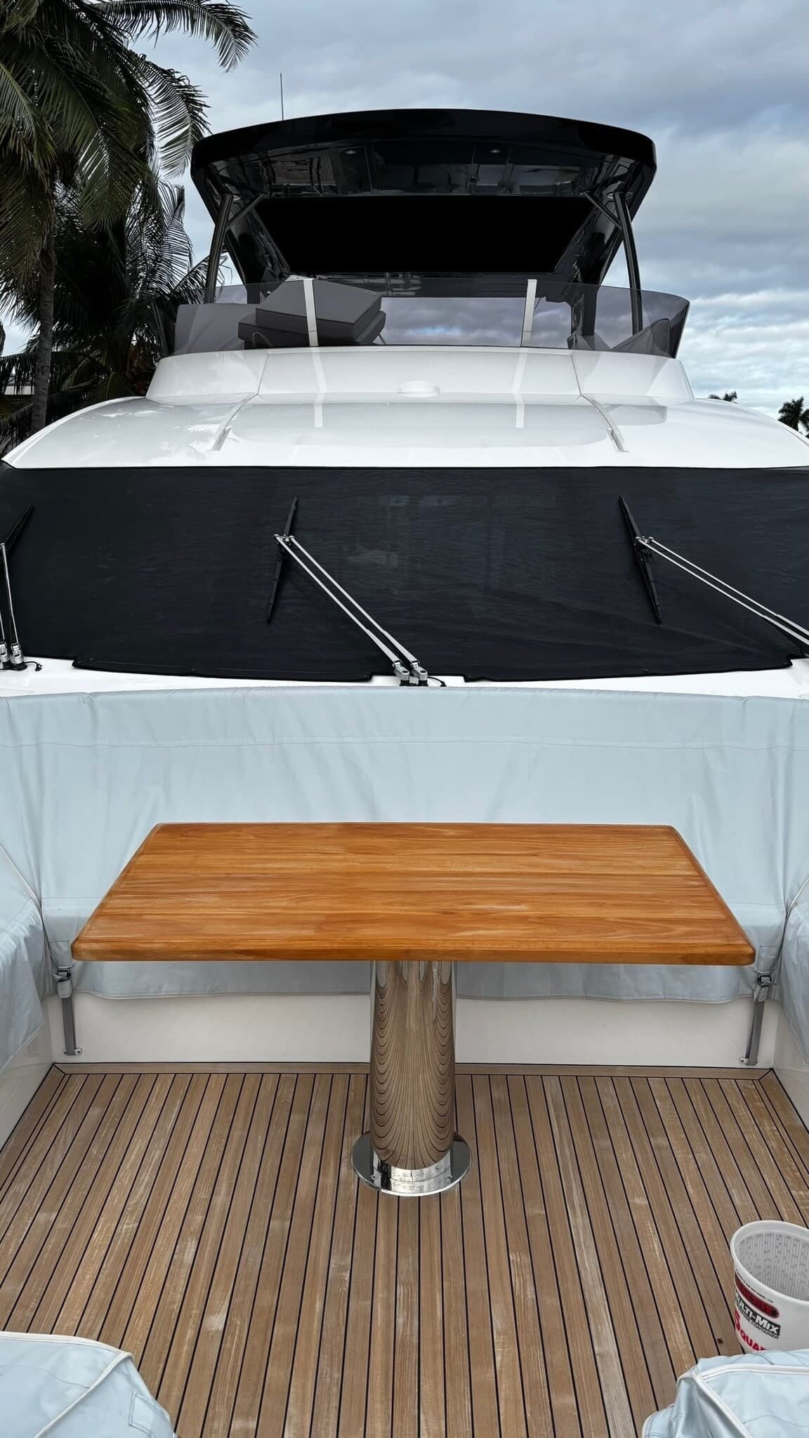 Close-up of teak wood grain after two-part brightener treatment